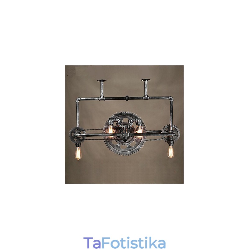 Πολυέλαιος Iron Pipe Industrial Wind gear Κρεμαστό φωτιστικό