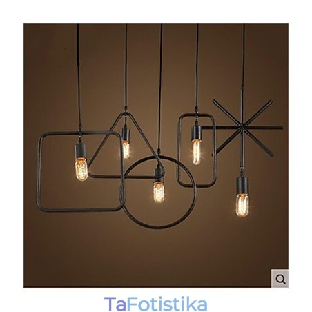 Ατομικός πολυέλαιος τέχνης American Retro 5 Head Shape Iron Art Ατομικός πολυέλαιος τέχνης American Retro 5 Head Shape Iron Art