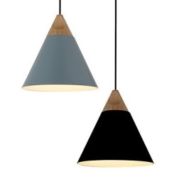 Κρεμαστό φωτιστικό Mini Artistic Cone 1 Light Mordern Simplicity Finish Μαύρο Λευκό Dusty Μπλε Αλουμίνιο & Ξύλινο Droplight
