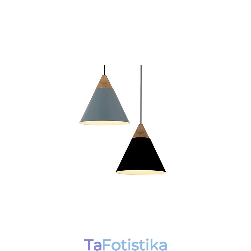Κρεμαστό φωτιστικό Mini Artistic Cone 1 Light Mordern Simplicity Finish Μαύρο Λευκό Dusty Μπλε Αλουμίνιο & Ξύλινο Droplight