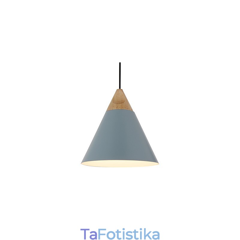 Κρεμαστό φωτιστικό Mini Artistic Cone 1 Light Mordern Simplicity Finish Μαύρο Λευκό Dusty Μπλε Αλουμίνιο & Ξύλινο Droplight