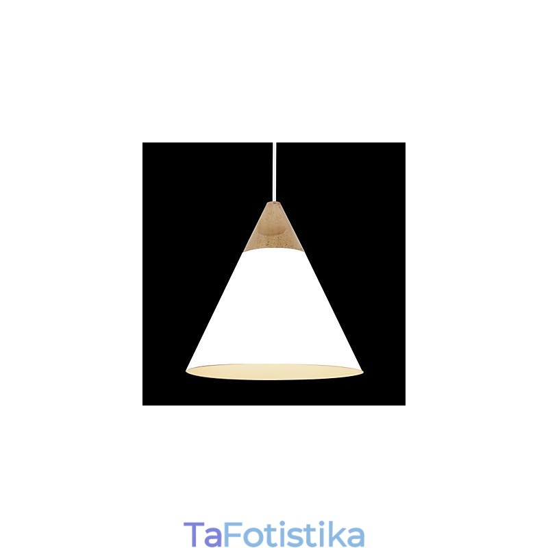 Κρεμαστό φωτιστικό Mini Artistic Cone 1 Light Mordern Simplicity Finish Μαύρο Λευκό Dusty Μπλε Αλουμίνιο & Ξύλινο Droplight