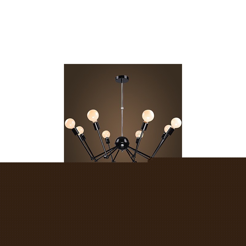 American Loft Black Lights Iron Spider Πολυέλαιος με 12 Κεφάλια