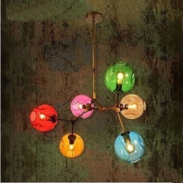 Πολυέλαιος Art Color Glass Bulb 6 Light Chandelier