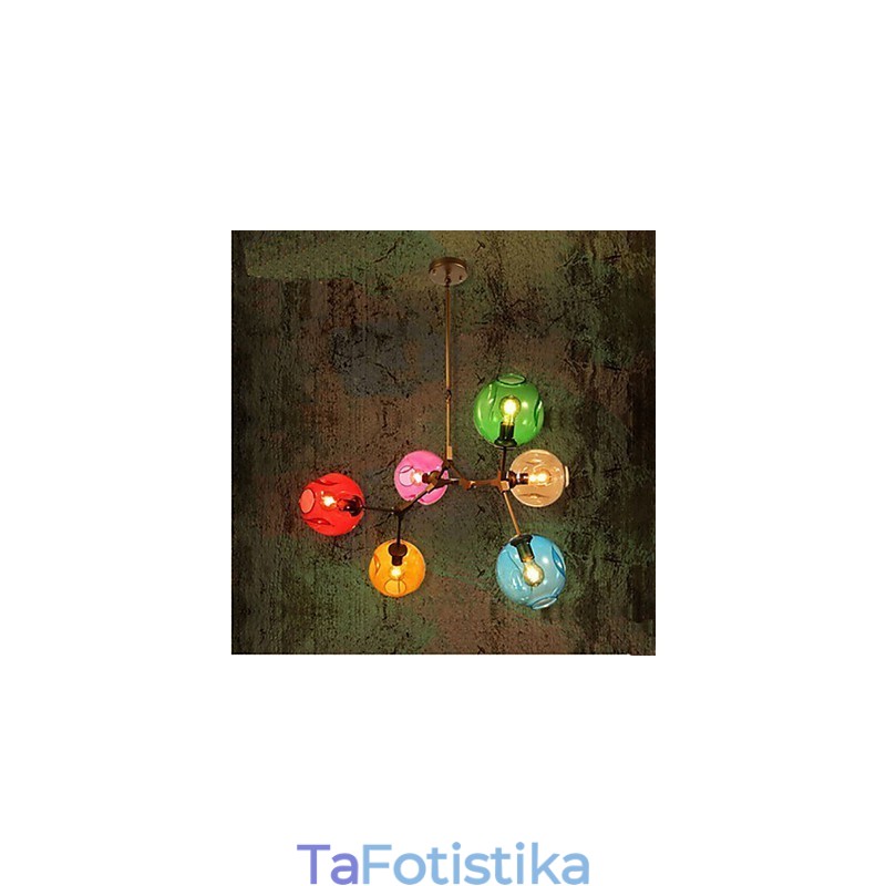 Πολυέλαιος Art Color Glass Bulb 6 Light Chandelier