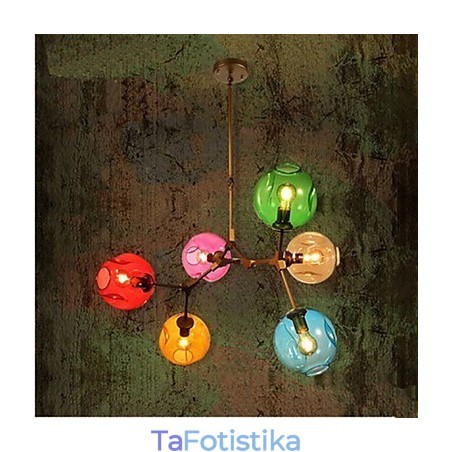 Πολυέλαιος Art Color Glass Bulb 6 Light Chandelier Πολυέλαιος Art Color Glass Bulb 6 Light Chandelier