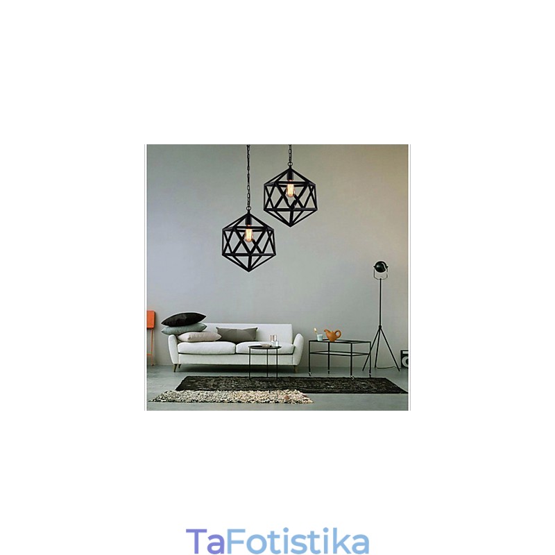 Ρετρό βιομηχανική λάμπα droplight εξάεδρο καλλιτεχνική πρωτοτυπία από σφυρήλατο σίδερο Κρεμαστό φως