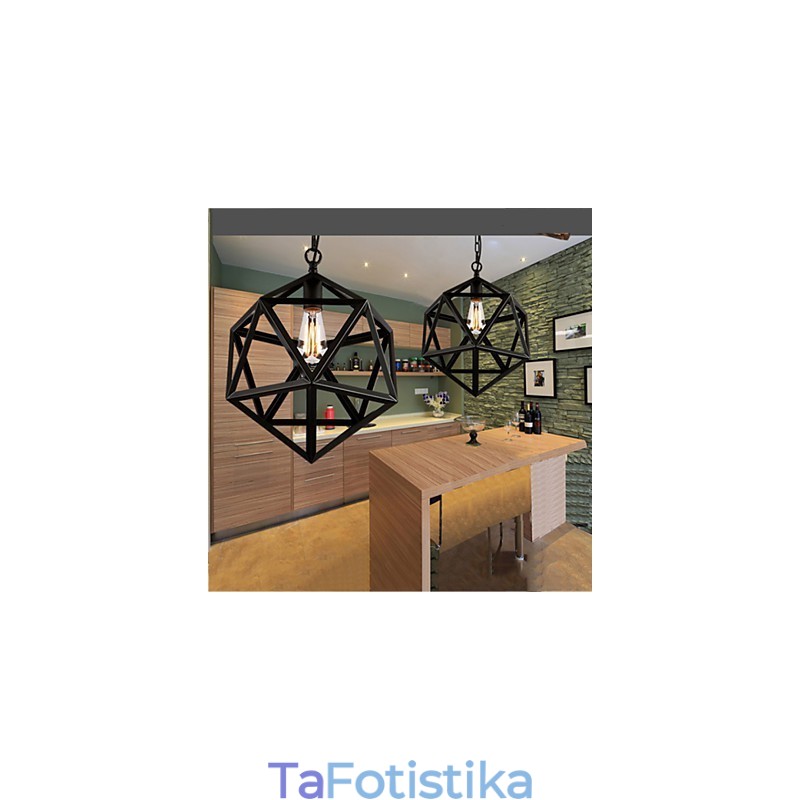 Ρετρό βιομηχανική λάμπα droplight εξάεδρο καλλιτεχνική πρωτοτυπία από σφυρήλατο σίδερο Κρεμαστό φως