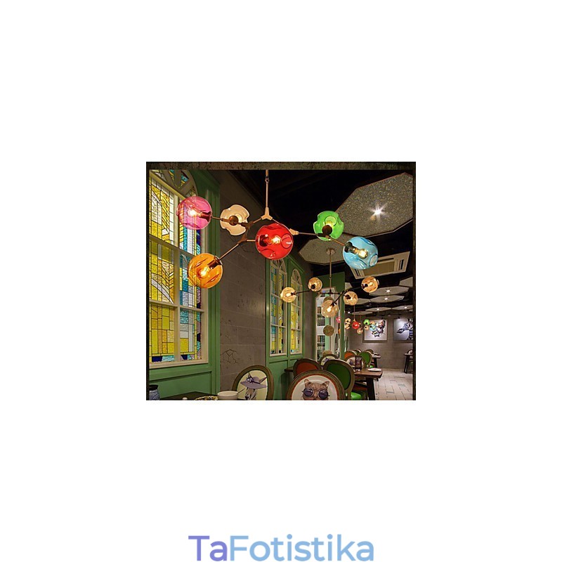 Πολυέλαιος Art Color Glass Bulb 6 Light Chandelier