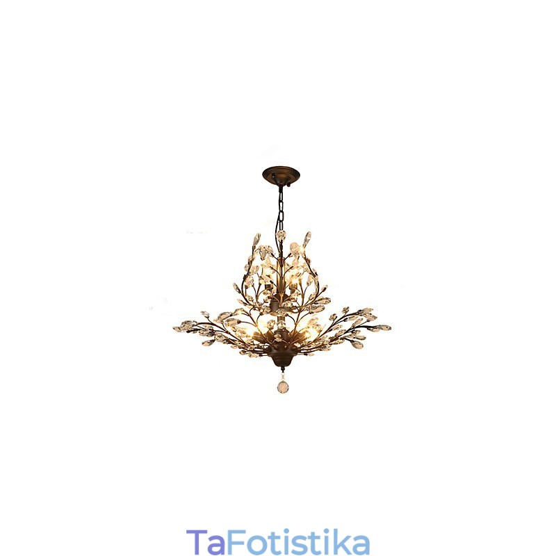 Vintage Crystal Flush Mount 7Lights Metal Painting Μαύρο Ή Χρυσό