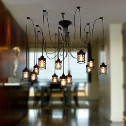 Vintage Edison Πολλαπλό Ρυθμιζόμενο Φωτιστικό Οροφής DIY Φωτιστικό κρεμαστό φωτιστικό Πολυέλαιος Μοντέρνα κομψή βιομηχανική τραπεζαρία