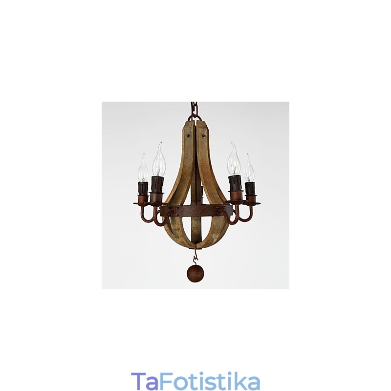 Vintage Mini Style Painting Wood Bamboo Chandelier
