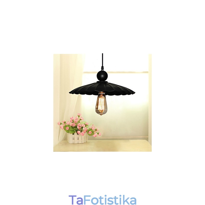 Medium Vintage Μαύρη Ομπρελό μεταλλικό μενταγιόν με ένα φως