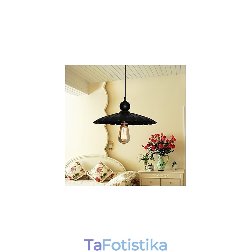 Medium Vintage Μαύρη Ομπρελό μεταλλικό μενταγιόν με ένα φως