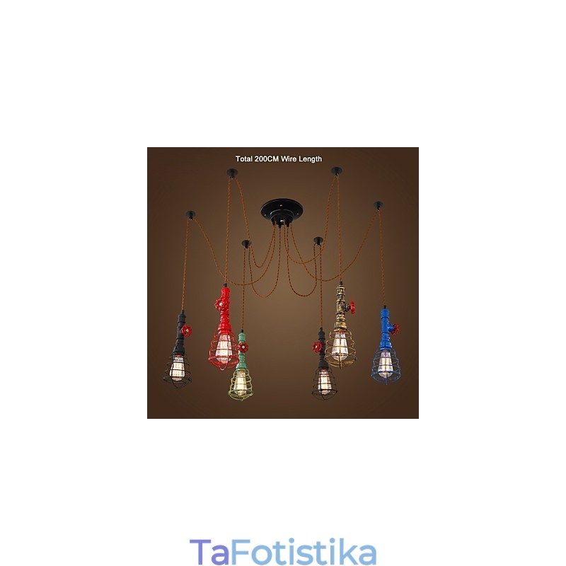 6 Φωτιστικά Vintage Κρεμαστό Φωτιστικό Waterpipe Design Lights