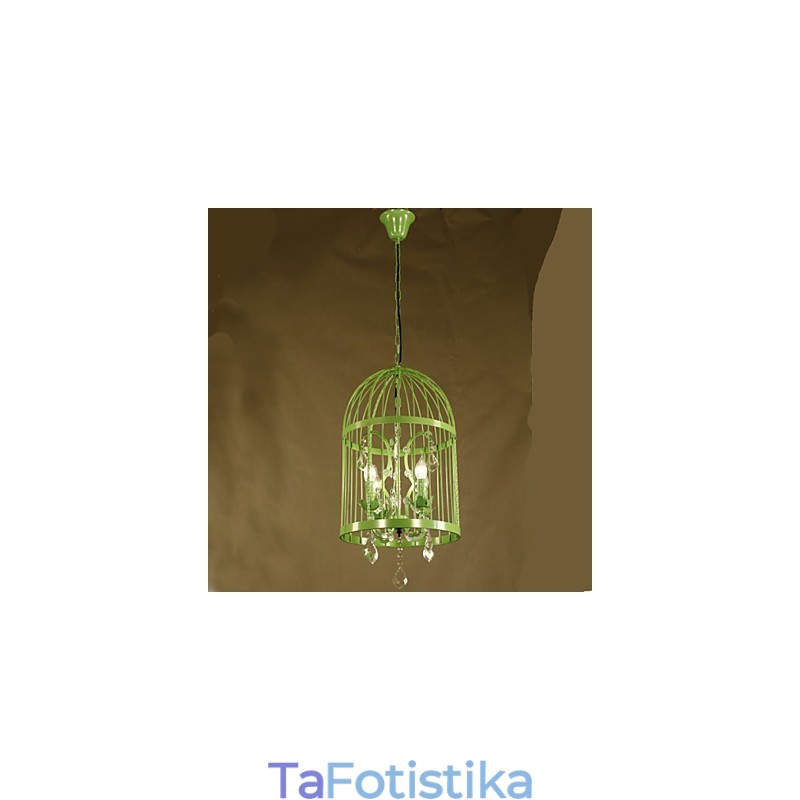 Vintage Iron Cage Φωτιστικό Σκάλας Πολυέλαιος Κρυστάλλινος