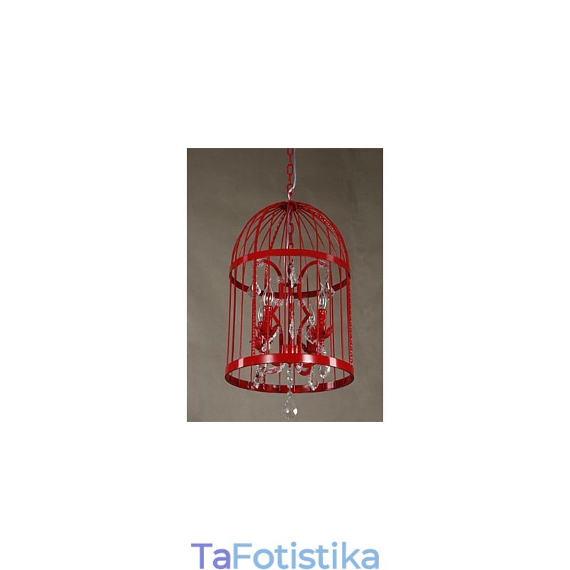 Vintage Iron Cage Φωτιστικό Σκάλας Πολυέλαιος Κρυστάλλινος