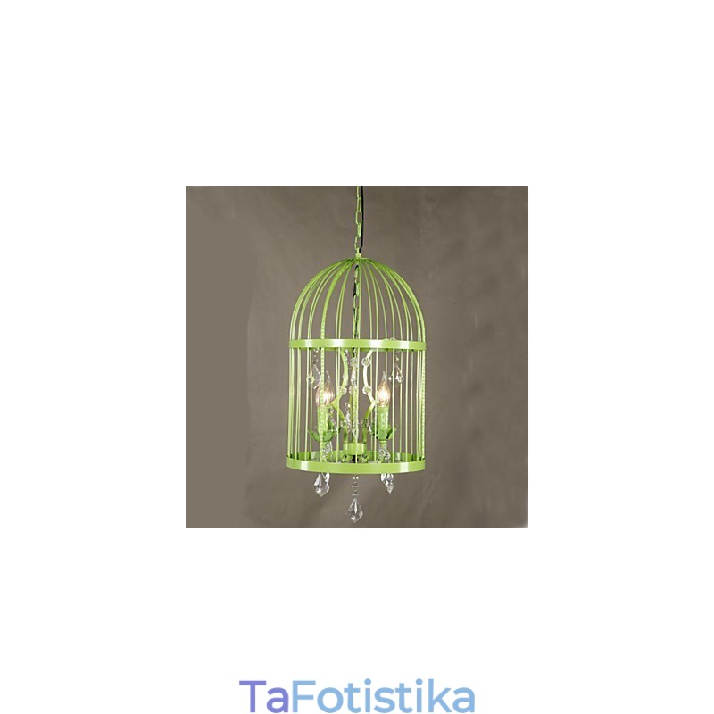 Vintage Iron Cage Φωτιστικό Σκάλας Πολυέλαιος Κρυστάλλινος