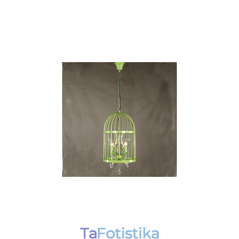 Vintage Iron Cage Φωτιστικό Σκάλας Πολυέλαιος Κρυστάλλινος