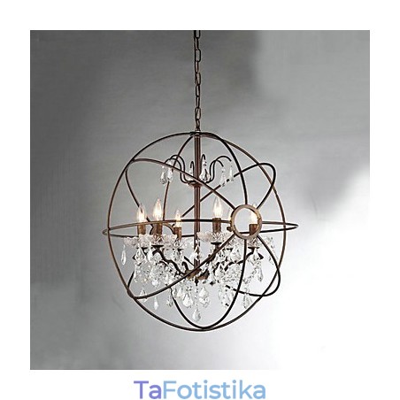 Μεταλλικός πολυέλαιος Vintage ζωγραφικής με κρύσταλλο Μεταλλικός πολυέλαιος Vintage ζωγραφικής με κρύσταλλο