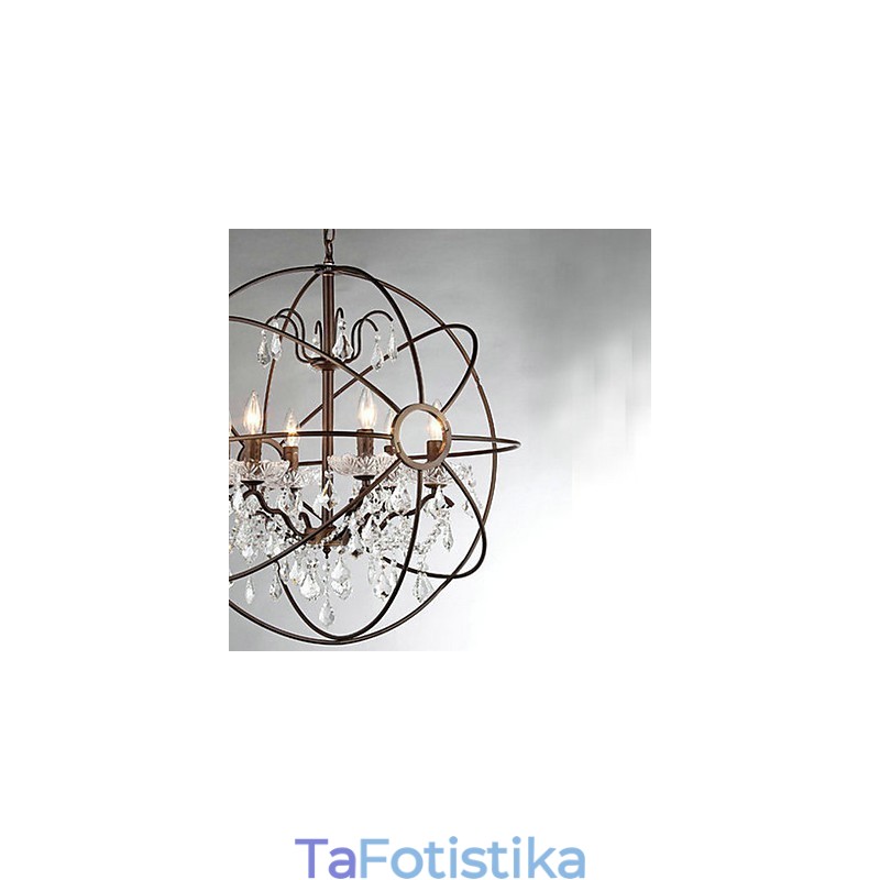 Μεταλλικός πολυέλαιος Vintage ζωγραφικής με κρύσταλλο