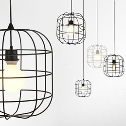 Κρεμαστό φωτιστικό Mini Artistic Birdcage 1 Light Mordern Simplicity Φινίρισμα μαύρο λευκό μεταλλικό ατσάλι από άνθρακα