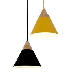 Κρεμαστό φωτιστικό Mini Artistic Cone 1 Light Mordern Simplicity Finish Μαύρο Λευκό Κίτρινο Αλουμίνιο & Ξύλινο Droplight