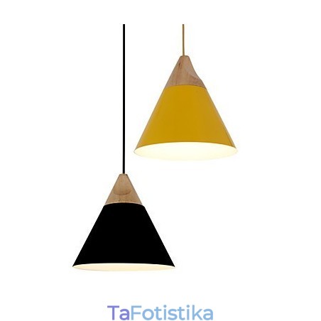 Κρεμαστό φωτιστικό Mini Artistic Cone 1 Light Mordern Simplicity Finish Μαύρο Λευκό Κίτρινο Αλουμίνιο & Ξύλινο Droplight Κρεμαστό φωτιστικό Mini Artistic Cone 1 Light Mordern Simplicity Finish Μαύρο Λευκό Κίτρινο Αλουμίνιο & Ξύλινο Droplight