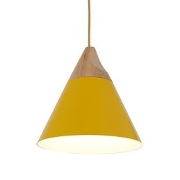 Κρεμαστό φωτιστικό Mini Artistic Cone 1 Light Mordern Simplicity Finish Μαύρο Λευκό Κίτρινο Αλουμίνιο & Ξύλινο Droplight