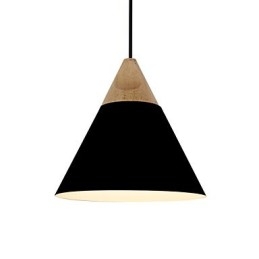 Κρεμαστό φωτιστικό Mini Artistic Cone 1 Light Mordern Simplicity Finish Μαύρο Λευκό Κίτρινο Αλουμίνιο & Ξύλινο Droplight