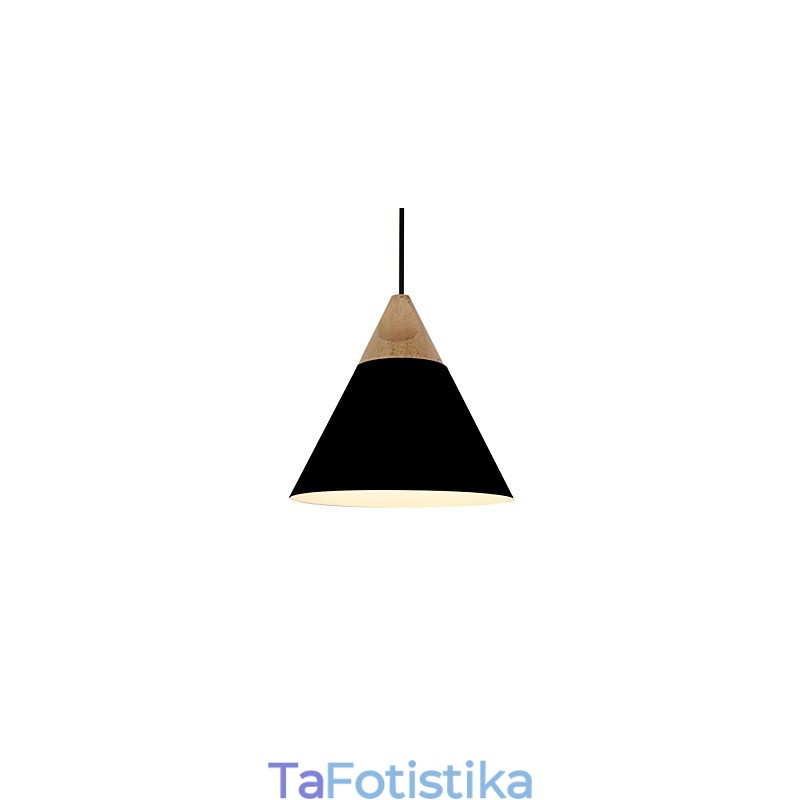 Κρεμαστό φωτιστικό Mini Artistic Cone 1 Light Mordern Simplicity Finish Μαύρο Λευκό Κίτρινο Αλουμίνιο & Ξύλινο Droplight