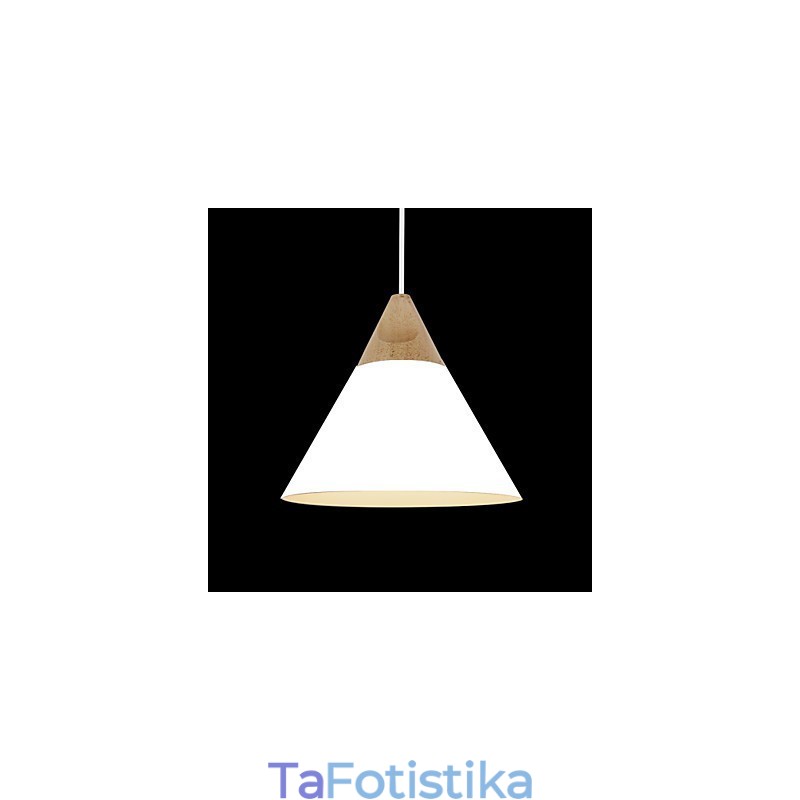 Κρεμαστό φωτιστικό Mini Artistic Cone 1 Light Mordern Simplicity Finish Μαύρο Λευκό Κίτρινο Αλουμίνιο & Ξύλινο Droplight