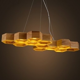 Designer Art Individuality Πολυέλαιος Απλές Ξύλινες λυχνίες κηρήθρας
