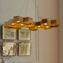 Designer Art Individuality Πολυέλαιος Απλές Ξύλινες λυχνίες κηρήθρας